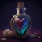 Generative AI: love elixir in a beautiful bottle heart shaped