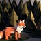 Generative AI of low poly illustration with orange Fox