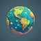 Generative AI Low poly style earth-