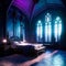 Generative AI: Luxury gothic style bedroom interior. Black and dark