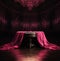 Generative AI: magenta stage for a performance in a beautiful place