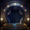 Generative AI: Magic theater stage red curtains Show Spotlight