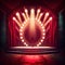 Generative AI: Magic theater stage red curtains Show Spotlight