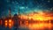 Generative AI. Majestic Mosque Reflections Under a Starlit Sky at Twilight