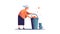 Generative AI Man Cleaning Trash Container-