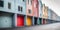 Generative AI, Mini colorful metal self storage facilities rental units, warehouse exterior