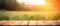 generative AI. Nature\\\'s Serenity: Empty Wooden Table in Front of Wild Meadow at Sunset