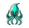 Generative ai octopus animal, isolated emblem
