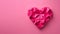 Generative AI. Origami paper hearth with shadow. Hot pink polygonal paper heart for Valentine's day