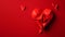Generative AI. Origami paper hearth with shadow. Red polygonal paper heart for Valentine's day