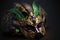 Generative AI of an Ornate Mask in Gold, Purple, and Green for the Mardi Gras Celebration in New Orleans, Reflecting the Colors