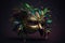 Generative AI of an Ornate Mask in Gold, Purple, and Green for the Mardi Gras Celebration in New Orleans, Reflecting the Colors