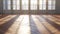 Generative AI Parquet floor in light spacious empty room business concept.