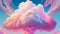 Generative AI, Pillowy Paradise: An Abstract Cloudscape of Soft Pastels and Whimsical Shapes