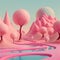 Generative AI: pink landscape Isolated on pastelbackground