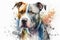 Generative AI. Portrait of American Staffordshire Terrier, a medium-sized, short-coated dog breed. Animal Art
