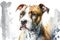Generative AI. Portrait of American Staffordshire Terrier, a medium-sized, short-coated dog breed. Animal Art