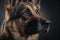 Generative AI. Portrait of a lovely german shepherd dog on dark background