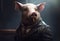 Generative AI: Portrait of a pig dressed in a formal business suit