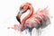 Generative AI. Portret of a Flamingo bird, watercolor painting. Red flamingo