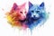 Generative AI. Rainbow cats, in the style of photo realistic compositions, graphic design poster art, animal illustration