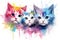 Generative AI. Rainbow cats, in the style of photo realistic compositions, graphic design poster art, animal illustration