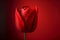 Generative AI red tulip bouquet with red background