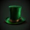 Generative AI. Saint Patricks day Leprechaun hat on black background