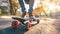 Generative AI Skateboard fast and mountain with man in road for speed freedom and summer break Sports adventure an