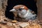 Generative AI a sparrow poking its head out of its