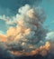 Generative AI: Stormy Sunrise Clouds on sky landscape
