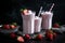 Generative AI. Strawberry milkshake with reusable straw.