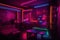 generative AI, Technological e-sports style neon lights decorate the room