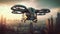 generative ai Technology Future of Aerial drone vehicle Air unit in futuristic on sky city