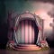 Generative AI: theater with pink curtain door and stage background