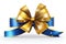 Generative ai on the theme of beautiful tied bow on a gift from silk shiny decorative ribbon