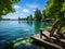 Generative AI. Tranquil summer day by the clear lake