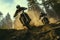 Generative AI two motorcyclists doing extreme sports with mopeds