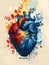 Generative AI. Vibrant Watercolor Illustration of a Human Heart for World Health Day Celebration