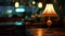 Generative AI vintage lamps with blurred liquor bar business concept.