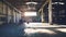 Generative AI Warehouse interior blurred Empty warehouse without anyone Old warehouse interior without shelving Sp
