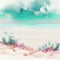 Generative AI Watercolor Blue Natural Summer Landscape. vector illustration