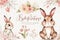 Generative AI. Watercolor Bunnies and Cherry Blossom Clipart Set for Nursery and Children\\\'s