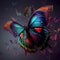 Generative AI: watercolor colorful central butterfly