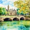 Generative AI, A watercolor painting showing a beautiful traditional England garden