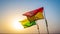 Generative AI Waving flags on pole on beach against cloudless sky on blurred background during summer in nature sa