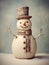 Generative AI. A whimsical snowman with a playful twist in a serene winter landscape
