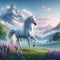 Generative AI white unicorn in the meadow