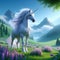 Generative AI white unicorn in the meadow