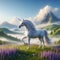 Generative AI white unicorn in the meadow